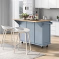 thumbnail image 2 of Modern Kitchen Island on 5 Wheels with Storage Cabinet and Drop-Leaf Countertop, Kitchen Cart with Cabinet Door Internal Storage Racks and 3 Drawers for Dinning Room (Grey Blue), 2 of 9