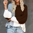 thumbnail image 2 of Rbaofujie Chandails à Col Rond Femmes Mode Ample Couleurs Unies Chandail Manches Longues Col Rond Chandail Haut Café Chandail d'Halloween, 2 of 3