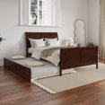 thumbnail image 1 of Portland Full Wood Platform Bed with Matching Footboard & Full Trundle in Walnut, 1 of 11