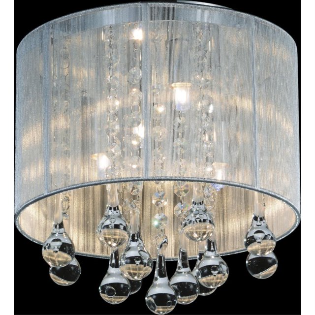 4 Light Drum Shade Flush Mount with Chrome finish