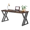 thumbnail image 4 of Fnova 55.12" Modern Computer Desk with Wood Tabletop, Metal Frame Office Desk, Brown, 4 of 15