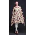 thumbnail image 3 of Bimba White Peony & Buttercup Floral Printed Tops For Women Asymmetric Kurti Summer Dress For Girls Medium, 3 of 6