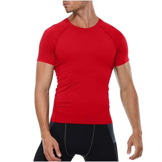 Kaemgyyd Chandail de Compression Homme Respirant à Manches Courtes Ajusté Athlétique Sport sous-Vêtement Séchage Rapide Extensible Course Entraînement Hauts