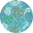 thumbnail image 1 of Ahgly Company Tapis Rond Lavable en Machine Intérieur Transitionnel Vert Mer Clair, 6 Pieds Rond, 1 of 7