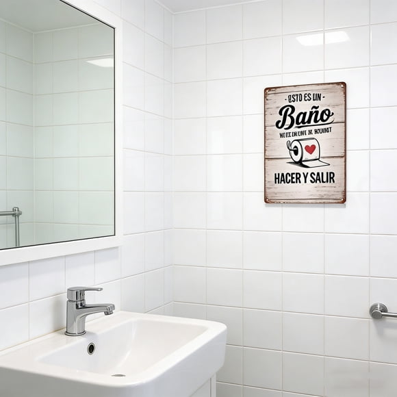 Funny Bathroom Metal Sign Vintage Tin Wall Decor 8x12 Inch “This Is a Bathroom Not Internet” Spanish Joke Sign for Home Restroom Washroom or Bar Gift