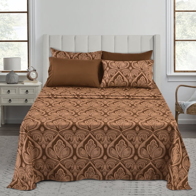 Lux Decor Collection 1800 Thread Count Egyptian Quality Super Soft Wrinkle Free 6 Piece Sheet Set (Full, Brown)