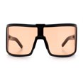 thumbnail image 4 of Fancy Large Oversized Curved Panel Monoblock Shield Sport Plastic Sunglasses Black - Beige, 4 of 7