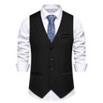 thumbnail image 1 of EGNMCR Débardeurs Homme Homme Uni Mode Rétro avec Poches Bouton Col en V Débardeurs Hauts Blouse, 1 of 9