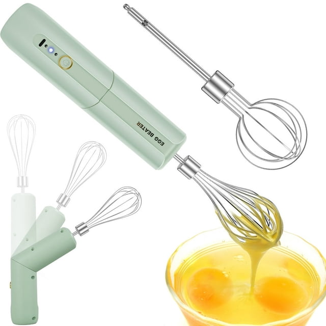 DEBGFS Electric Hand Mixer Foldable Wireless Egg Beater Whisk USB Rechargeable Electric Food Blenders 3 Speed Handheld Egg Beater Multipurpose Electric Whisk for Eggs Milkshake Cream Sauces Kitc