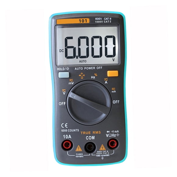 Amdohai RICHMETERS RM101 True RMS Multifunctional LCD Digital Multimeter DMM DC AC Voltage Current Meter Resistance Diode Capacitance Tester Measurement Automatic Polarity Identification Ammeter Vol