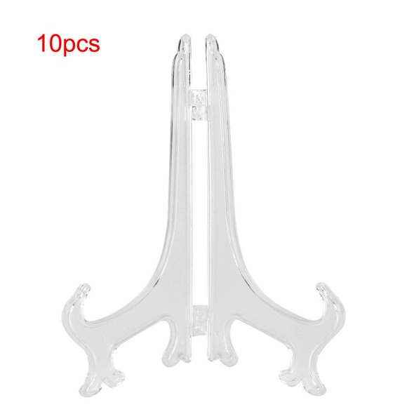 Peahefy Supports d'Assiettes en Plastique, Support d'Affichage d'Assiettes, 10 Pcs Supports d'Assiettes Pliants en Plastique Blanc Cadre Photo Décoratif
