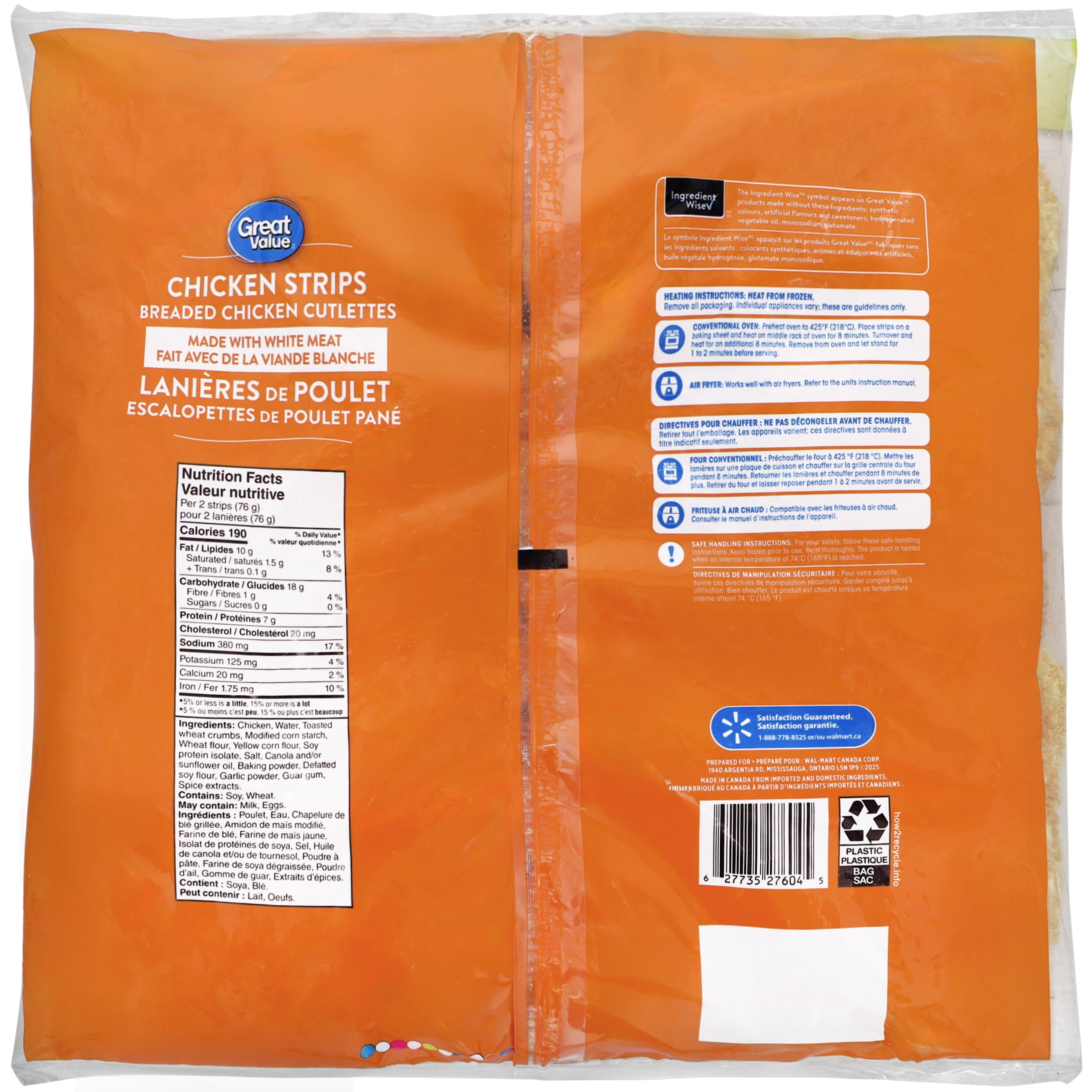 Great Value Lanières de Poulet Panées Entièrement Cuites 1.7 kg