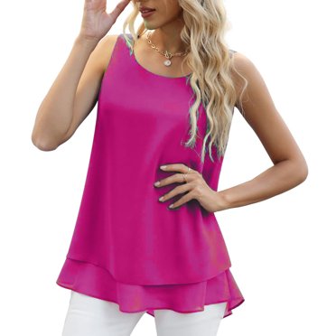 EGNMCR Camisoles pour Femmes Femmes Mode Été Sans Manches Couleur Unie Ample T-Shirt de Ventilation