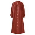 thumbnail image 4 of TopLLC Longues Robe à Manches à Col Rond la Mode Robe d'Hiver pour Femme Grande Taille Décontractée Col Rond Ample Boutons Poche Robe Imprimée à Manches Longues Robe pour Femme, 4 of 4