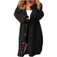 thumbnail image 2 of Cardigans Doux pour Femmes, Tricot pour Femmes, Coupe Ample, Mi-Long, Col à Revers Irrégulier, Cardigan, 2 of 5