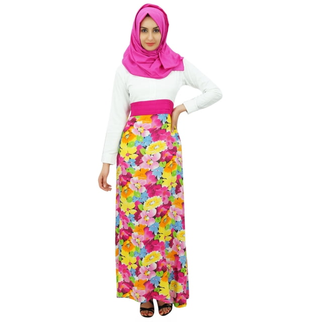 Bimba Ladies Maxi Muslim Abaya Rayon Dress Jilbab With Cotton Hijab