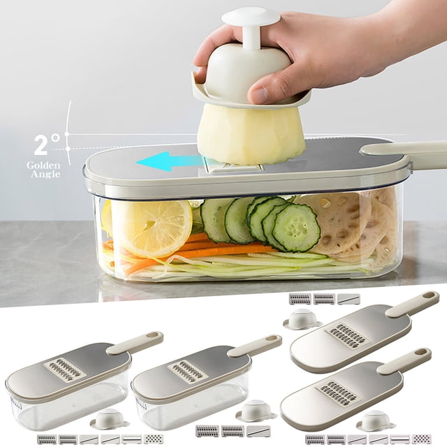 Birdeem 14-Inch Commercial Stainless Steel Vegetable Shredder with 3 Interchangeable Blades, Professional Potato Grater for Salad/Stir-Fry, Rust-Proof Kitchen Tool with Non-Slip Handle