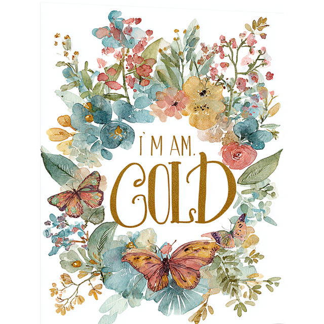 Gold Floral Butterfly Quote Canvas Wall Art 15.75x11.81 Inches