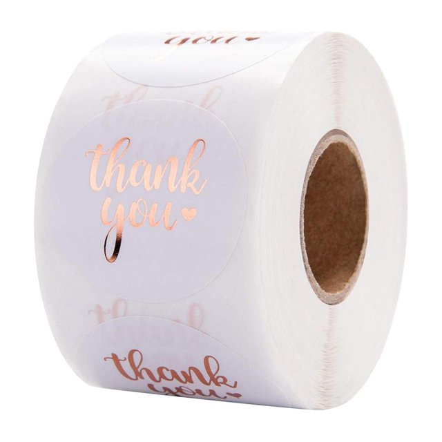 500 Pcs Rose Gold Thank You Stickers Labels for Baking Packaging, Envelope Seals, Small Business, Gift Wrap for Wedding, Birthday, Party