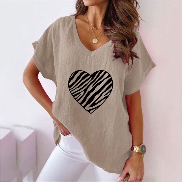LSLJS Women V-neck Imprimé T- Mode Confortable Cadeaux Blouses Tops, pour Femme Women