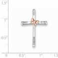 thumbnail image 2 of 925 Sterling Silver Rhodium Rose Gold Butterfly Diamond Cross Shaped Pendant, 2 of 2