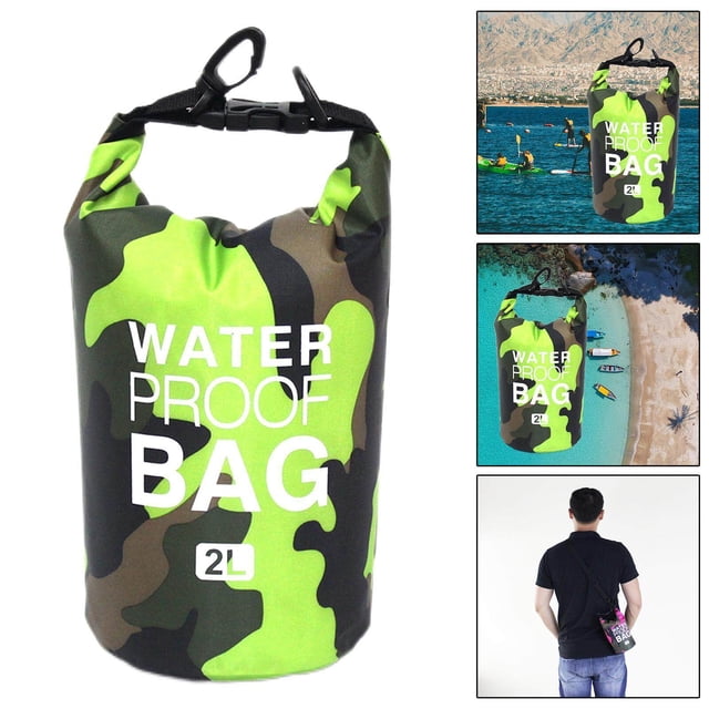 Small 2L Waterproof Dry Bag Crossbody Shoulder Bag for small 2l Kayaking Green