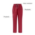 thumbnail image 2 of Pantalon d'Uniforme pour Femmes, Jambe Droite, Taille Haute, Classique Moderne, Pantalon Médical, Taille Élastique, pour Infirmière, Rouge, P, 2 of 7