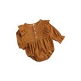 thumbnail image 2 of Kmbangi Baby Romper, Solid Color Round Neck Long Sleeve Bodysuit Jumpsuit, 2 of 7