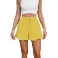 thumbnail image 5 of AherBiu Shorts for Women Trendy Elastic Waist Drawstring Ruffle Wide Leg Summer Casual Solid Color Loose Comfy Shorts, 5 of 5