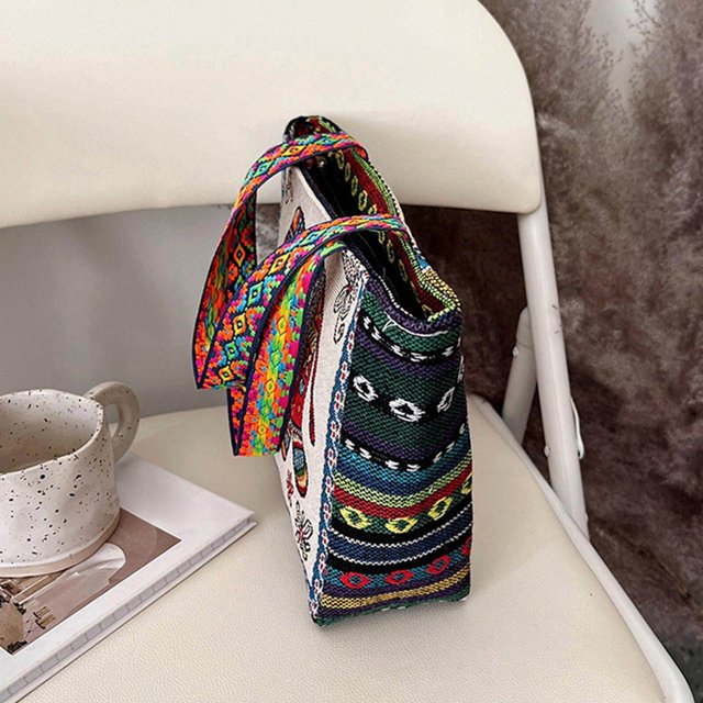 facefd Embroidered Handmade Women Shoulder Bag Travel Bag Gift Light Blue Elephant