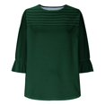 thumbnail image 3 of Plebaso Hauts d'Été pour Femmes Manches 3/4 à Volants Col Rond Chemises Plissées Décontractées Tuniques Amples Blouses, 3 of 6