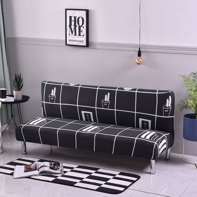 CHOK 2024 Futon Slipcover Armless Sofa Covers Stretch Sofa Bed Slipcover Protector Elastic (Light Gray Animal)