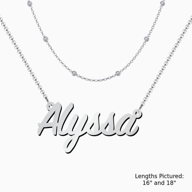Personalized Name Necklace Layering Set with Ball Station Chain
