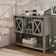 thumbnail image 1 of Coffee Bar Cabinet with Storage - Sideboard Buffet Storage Cabinet, Farmhouse Wine Bar Cabinet, Liquor Cabinet Bar Equipped with Wine Glass Rack, Ideal for Home, Kitchen, Dining, Living Room-Grey, 1 of 8
