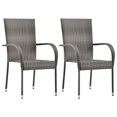 thumbnail image 1 of vidaXL Chaises d'Extérieur Empilables 2 Pcs Gris en Rotin Synthétique, 1 of 5