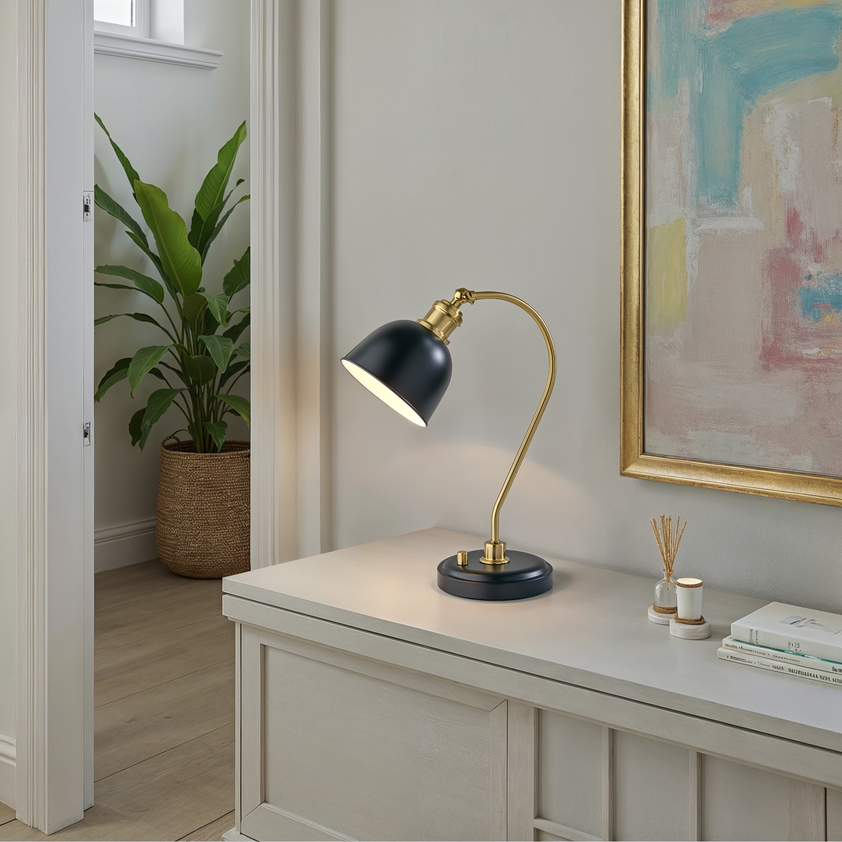 Lampe de bureau Better Homes & Gardens 45,7 cm (18 po) noire et dorée, design moderne