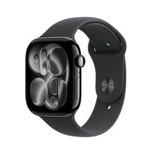 Restauré Apple montre Series 11 GPS 46mm Boîtier en aluminium noir Jet avec bande de sport noir M/L - Bien remis à neuf