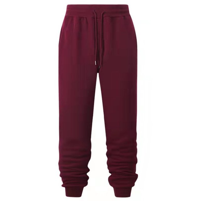 Innerwin Trousers Drawstring Men Bottoms Sport High Waisted Casual Pants Claret L