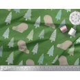 thumbnail image 3 of Soimoi Green Modal Satin Fabric Bear & Tree Christmas Print Fabric by the Yard 42 Inch Wide, 3 of 3
