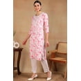 thumbnail image 2 of DWEEP SARA Kurta Droite Brodée en Mélange de Coton Blanc pour Femmes G/40 Tunique Ethnique Imprimée Haut Manches 3/4 Col Rond Tenue Festive, 2 of 8