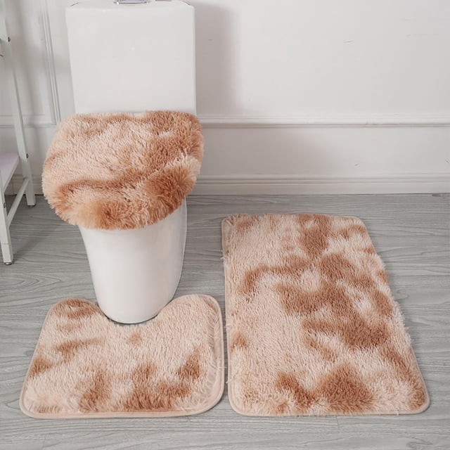 Meitianfacai s 3 Piece Thickened Bath Rugs Set, Bath Rug + Contour Mat + Toilet Seat Cover, Super Soft Microfiber Absorbent Non-Slip, Machine Washable Bathroom Rug Sets Bathroom Decor Mat