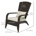 thumbnail image 3 of Outsunny Rattan Adirondack Chair Wicker Fire Pit Chair w/ Cushion Khaki, 3 of 10