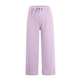 thumbnail image 4 of Yuyuzo Womens Cotton Linen Pants Drawstring Low Waisted Lounge Pants Casual Flowy Summer Beach Trousers, 4 of 7