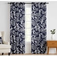 thumbnail image 1 of Vargottam 84 Inch Rod Pocket/Back Tab Cotton Curtains for Windows and Doors - Light Filtering Cotton - Light Filtering Drapes For Doors - Set of 2 Panels, 52"x84" - Floral Motif Design (Blue), 1 of 8