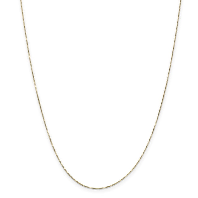 Chaîne Boîte en or Jaune 14k.5 mm Collier 14 Po Présentant une Chaîne Délicate et Solide de 0,5 mm de Largeur avec un Fermoir Anneau à Ressort. Fabriquée en or Jaune 14K, Cette Chaîne Pendentif de 14 Po Est Fabriquée à la Machine et Moulée pour la Durabilité. Comprend une Boîte-Cadeau, Idéale pour Offrir Ou pour un Usage Personnel.