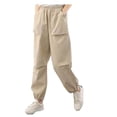 thumbnail image 1 of Timegard Cotton Linen Pants pour Femmes, Taille Élastique, Bas Resserré, Pantalon Court Décontracté d'Été avec Poches, 1 of 5