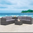 thumbnail image 2 of Costway Ensemble de Meubles en Rotin Tressé en Osier 8 Pcs pour Patio avec Rangement Extérieur, 2 of 10