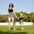 thumbnail image 4 of PatPat Black Ribbed U Neck Sleeveless Belted Splicing Leopard Romper for Mom and Me,Sizes Baby-Kids-Adult,One piece, Baby Girl Rompers, 4 of 7