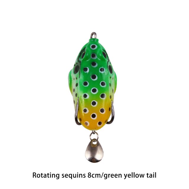 Ruiboury Fish Lure Artificial Bait 8cm Fine Workmanship Compact Size Smooth No Burrs Exquisite Sweet Gift Rotating Lures Green-yellow