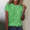 thumbnail image 2 of Plebaso T-Shirts de Mode pour Femmes à Imprimé Scintillant, Manches Courtes, T-Shirts Graphiques, Hauts Décontractés à Col Rond, 2 of 4